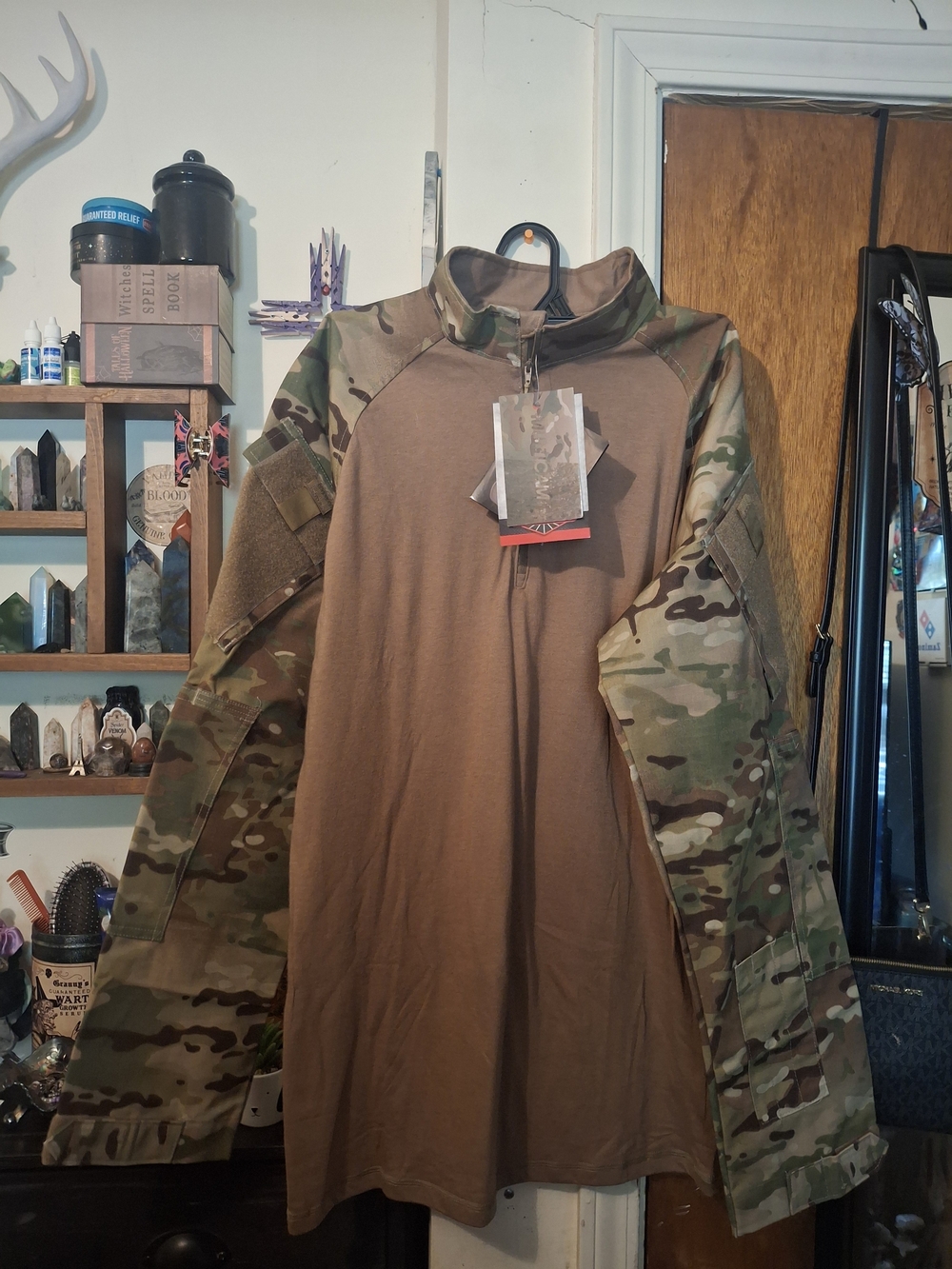 Multicam Tactical Long Sleeve Quarter-Zip Shirt - Brown/Camouflage
